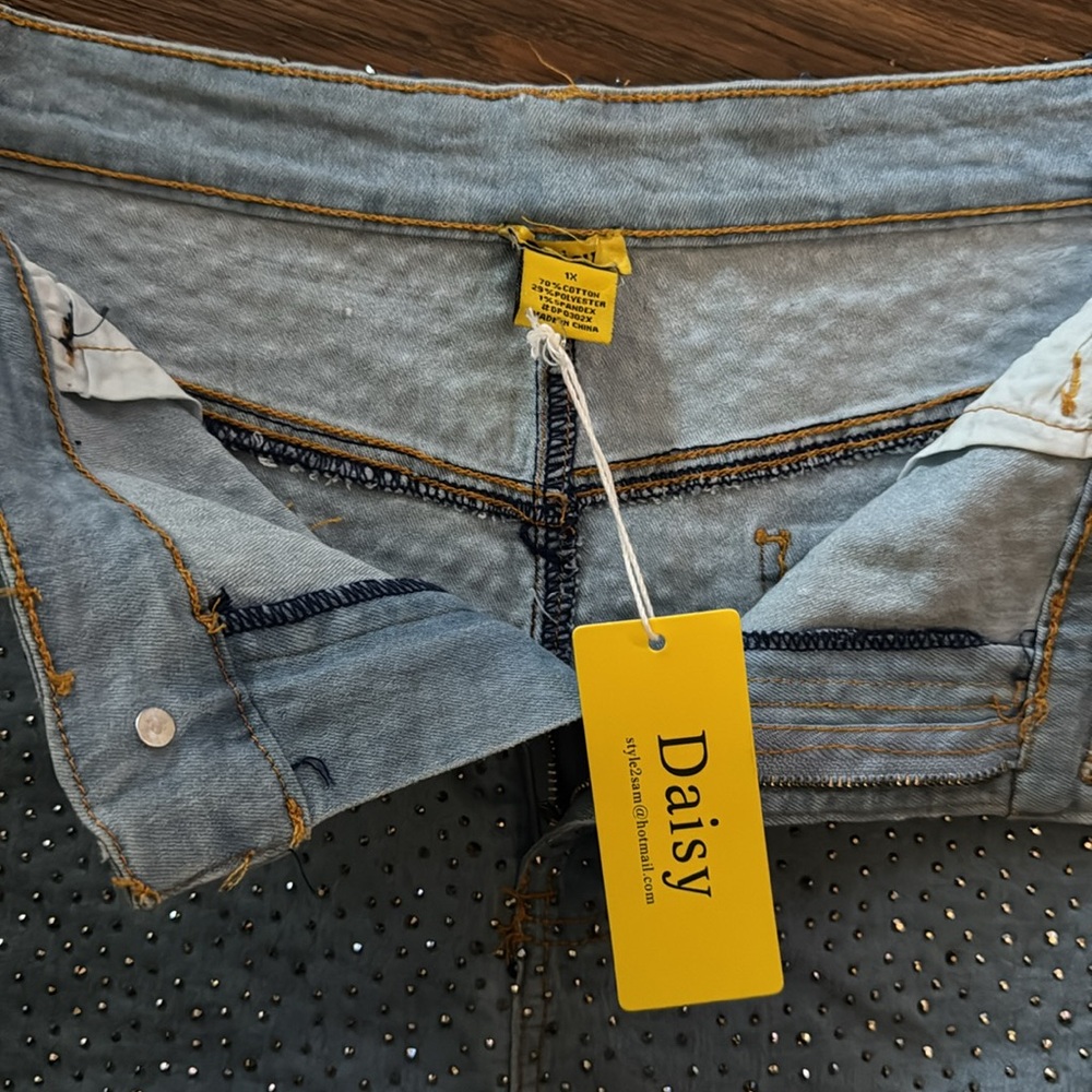 Denim Rhinestone Shorts - Picture 3 of 3